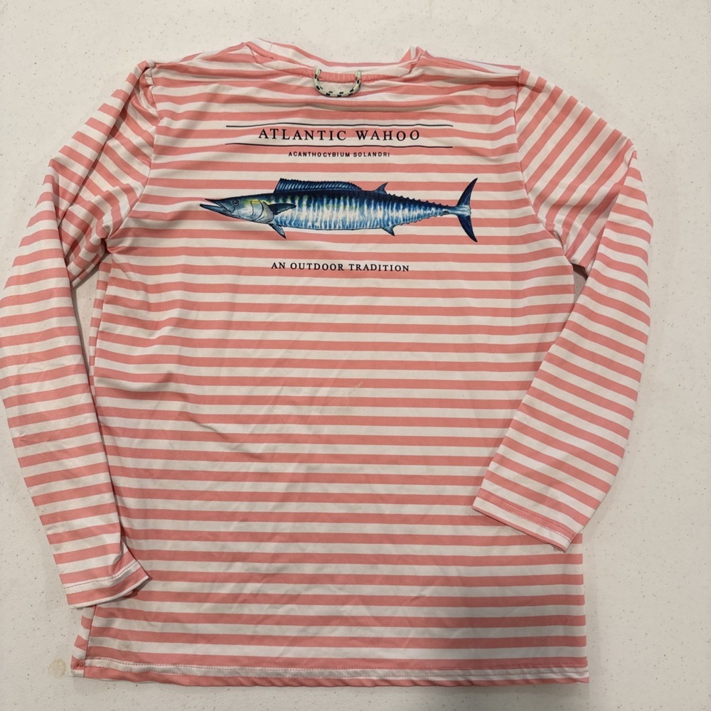 Prodoh Pro Girls Performance Long Sleeve Fishing Tee Sz 8-10 Tea Rose Stripe - Picture 4 of 7